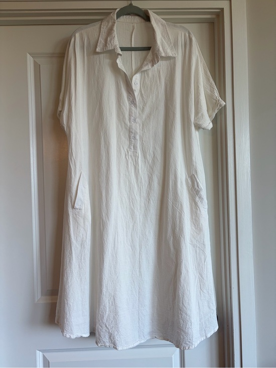 Dresses & Skirts - Casual Button-Front Short Sleeve Shirt Dress — White